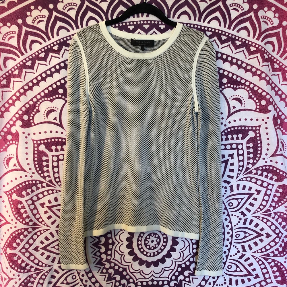 Rag & Bone Textured Mesh Net Long Sleeve Tee Shir… - image 2